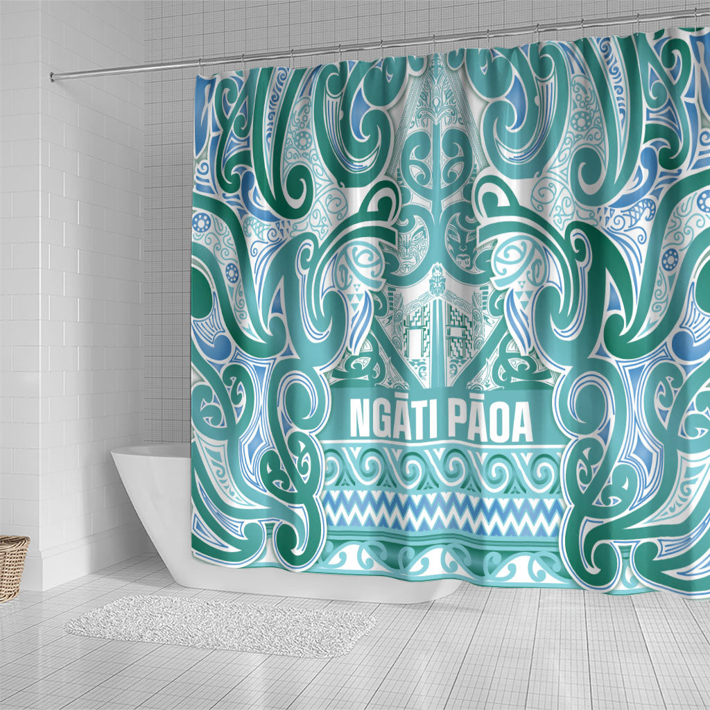 Aotearoa Iwi Ngati Paoa Shower Curtain Maori Wharenui House Tribal Pattern