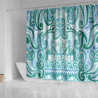 Aotearoa Iwi Ngati Paoa Shower Curtain Maori Wharenui House Tribal Pattern