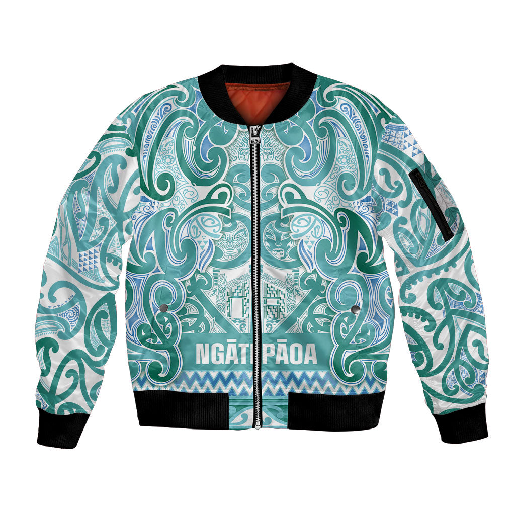 Aotearoa Iwi Ngati Paoa Sleeve Zip Bomber Jacket Maori Wharenui House Tribal Pattern