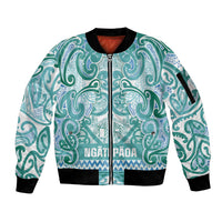 Aotearoa Iwi Ngati Paoa Sleeve Zip Bomber Jacket Maori Wharenui House Tribal Pattern