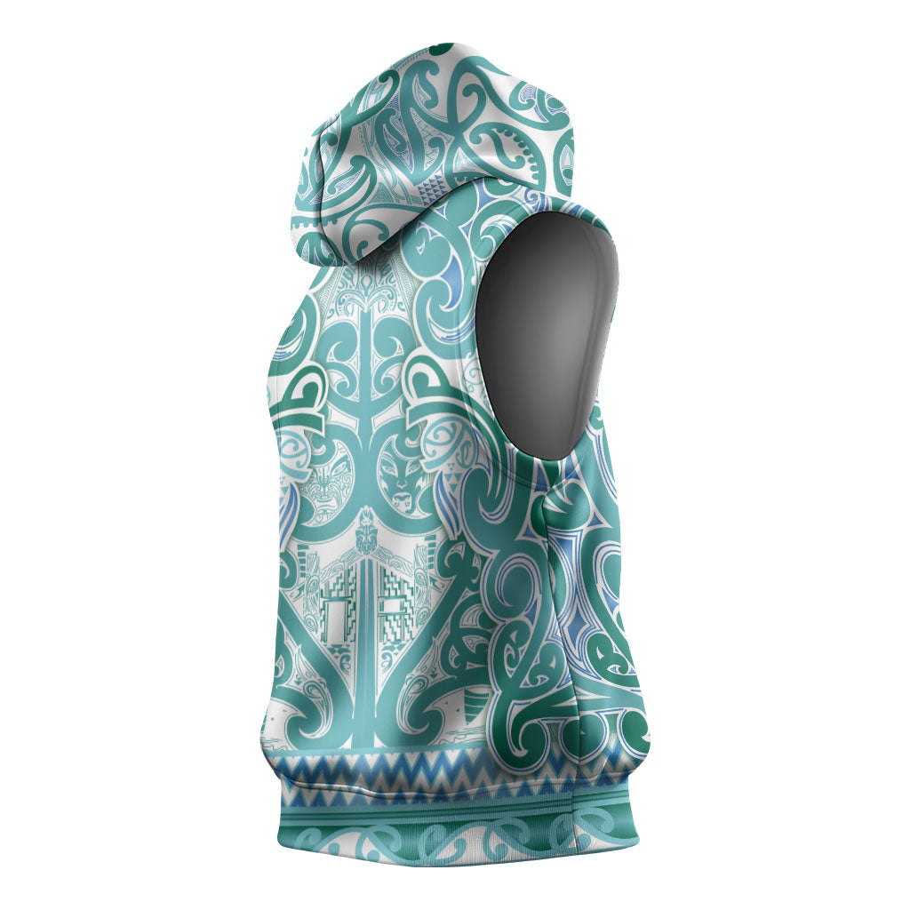 Aotearoa Iwi Ngati Paoa Sleeveless Hoodie Maori Wharenui House Tribal Pattern