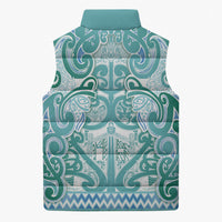 Aotearoa Iwi Ngati Paoa Sleeveless Puffer Jacket Maori Wharenui House Tribal Pattern