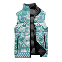 Aotearoa Iwi Ngati Paoa Sleeveless Puffer Jacket Maori Wharenui House Tribal Pattern