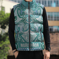 Aotearoa Iwi Ngati Paoa Sleeveless Puffer Jacket Maori Wharenui House Tribal Pattern