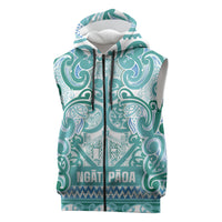 Aotearoa Iwi Ngati Paoa Sleeveless Zip Hoodie Maori Wharenui House Tribal Pattern