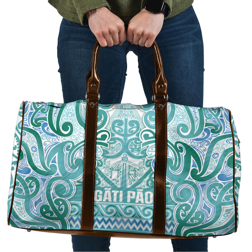 Aotearoa Iwi Ngati Paoa Travel Bag Maori Wharenui House Tribal Pattern LT9 Turquoise - Polynesian Pride