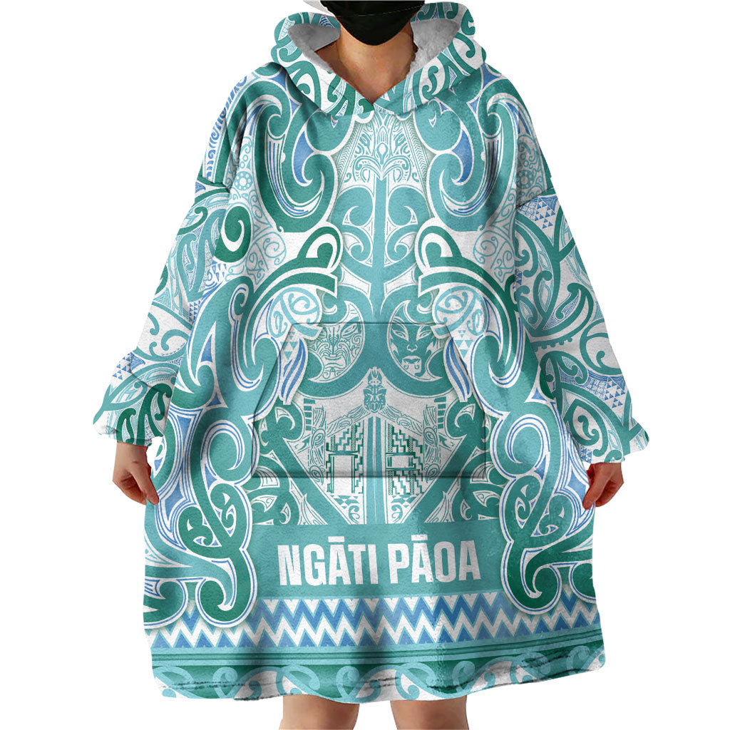 Aotearoa Iwi Ngati Paoa Wearable Blanket Hoodie Maori Wharenui House Tribal Pattern