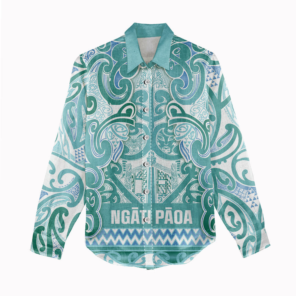 Aotearoa Iwi Ngati Paoa Women Casual Shirt Maori Wharenui House Tribal Pattern