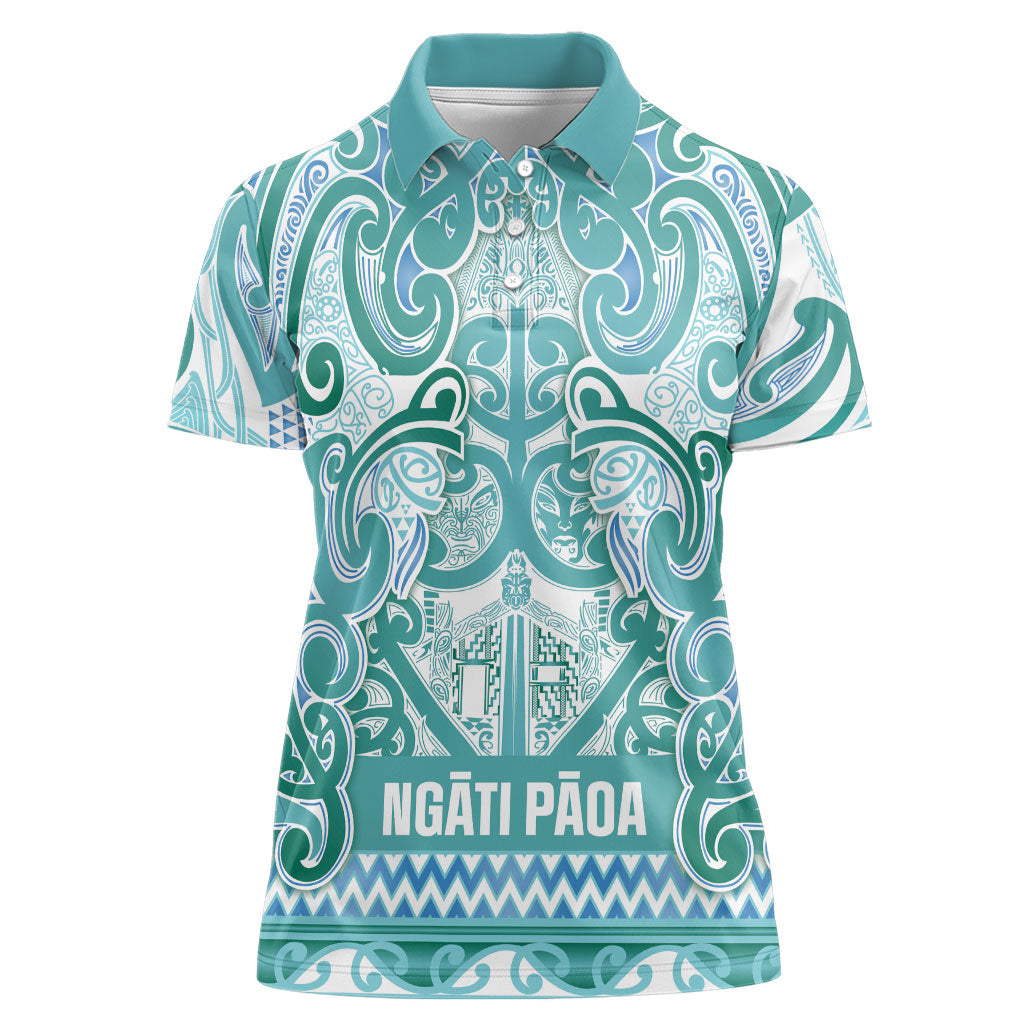 Aotearoa Iwi Ngati Paoa Women Polo Shirt Maori Wharenui House Tribal Pattern