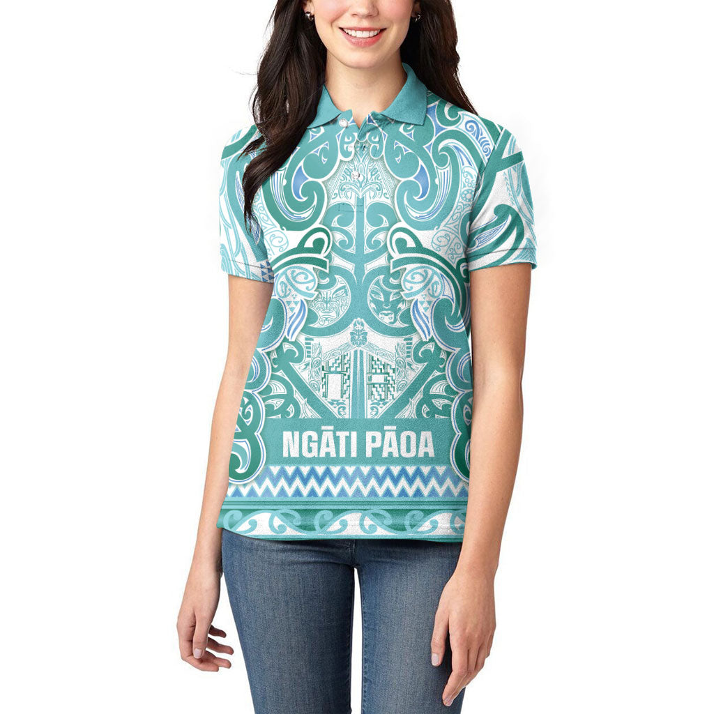 Aotearoa Iwi Ngati Paoa Women Polo Shirt Maori Wharenui House Tribal Pattern