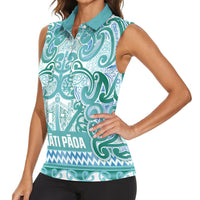 Aotearoa Iwi Ngati Paoa Women Sleeveless Polo Shirt Maori Wharenui House Tribal Pattern