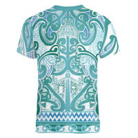 Aotearoa Iwi Ngati Paoa Women V-Neck T-Shirt Maori Wharenui House Tribal Pattern