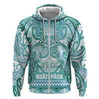 Aotearoa Iwi Ngati Paoa Zip Hoodie Maori Wharenui House Tribal Pattern