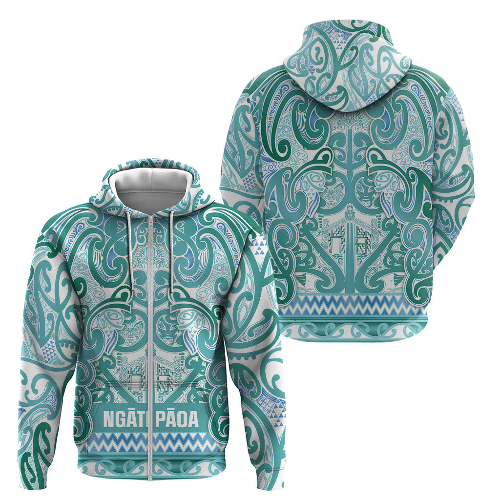 Aotearoa Iwi Ngati Paoa Zip Hoodie Maori Wharenui House Tribal Pattern