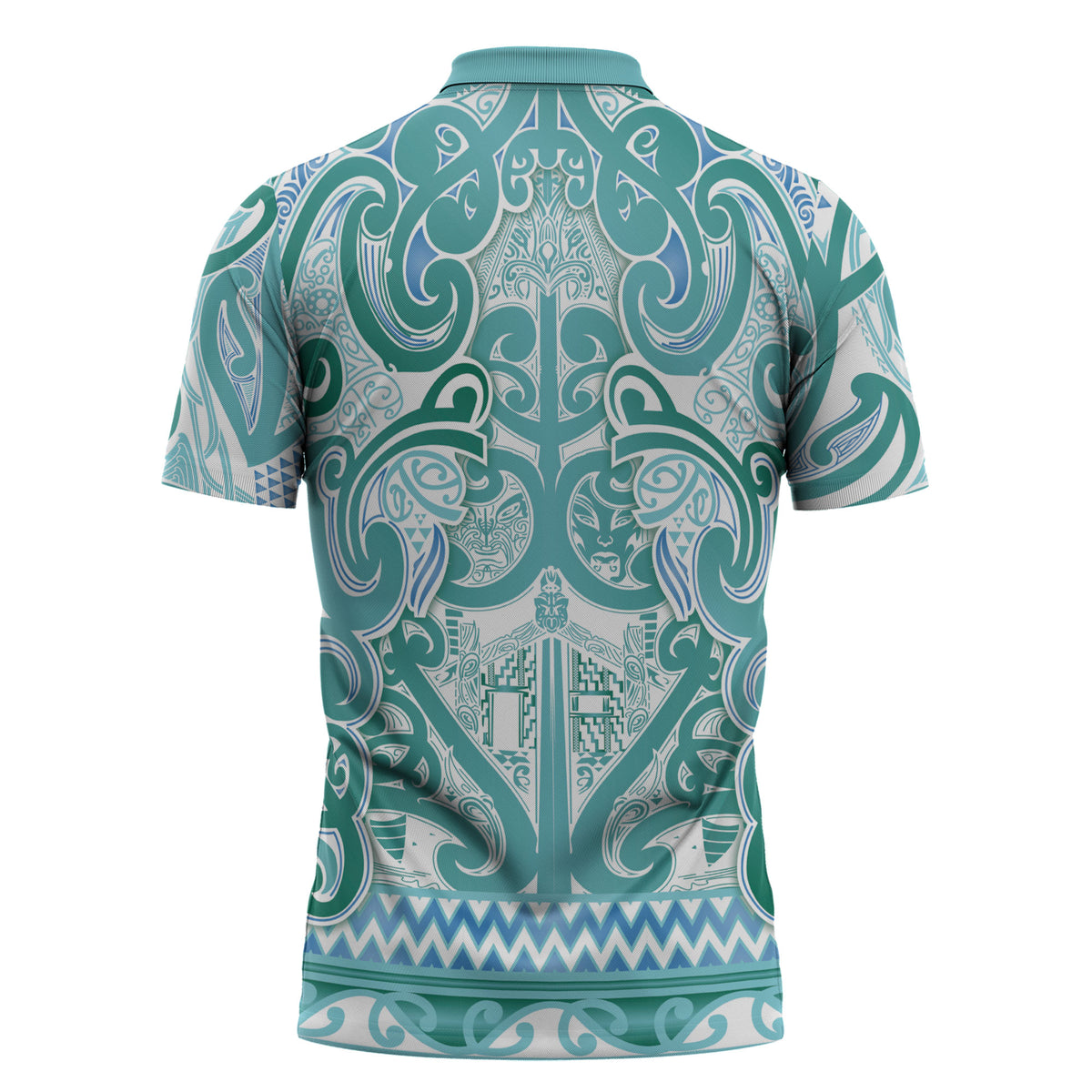 Aotearoa Iwi Ngati Paoa Zipper Polo Shirt Maori Wharenui House Tribal Pattern