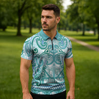 Aotearoa Iwi Ngati Paoa Zipper Polo Shirt Maori Wharenui House Tribal Pattern