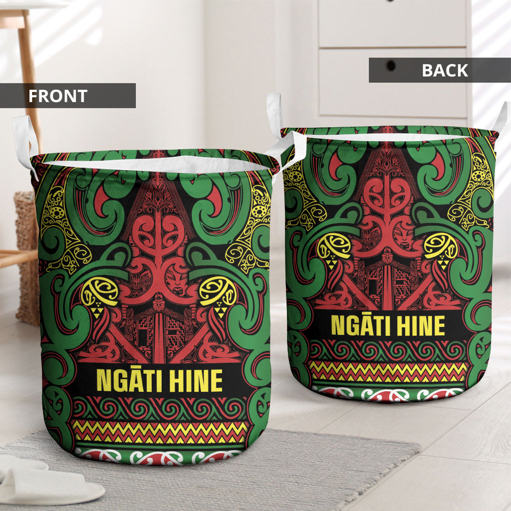 Aotearoa Iwi Ngati Hine Laundry Basket Maori Wharenui House Tribal Pattern