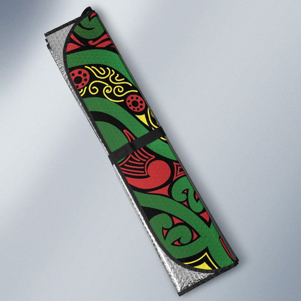 Aotearoa Iwi Ngati Hine Auto Sun Shade Maori Wharenui House Tribal Pattern