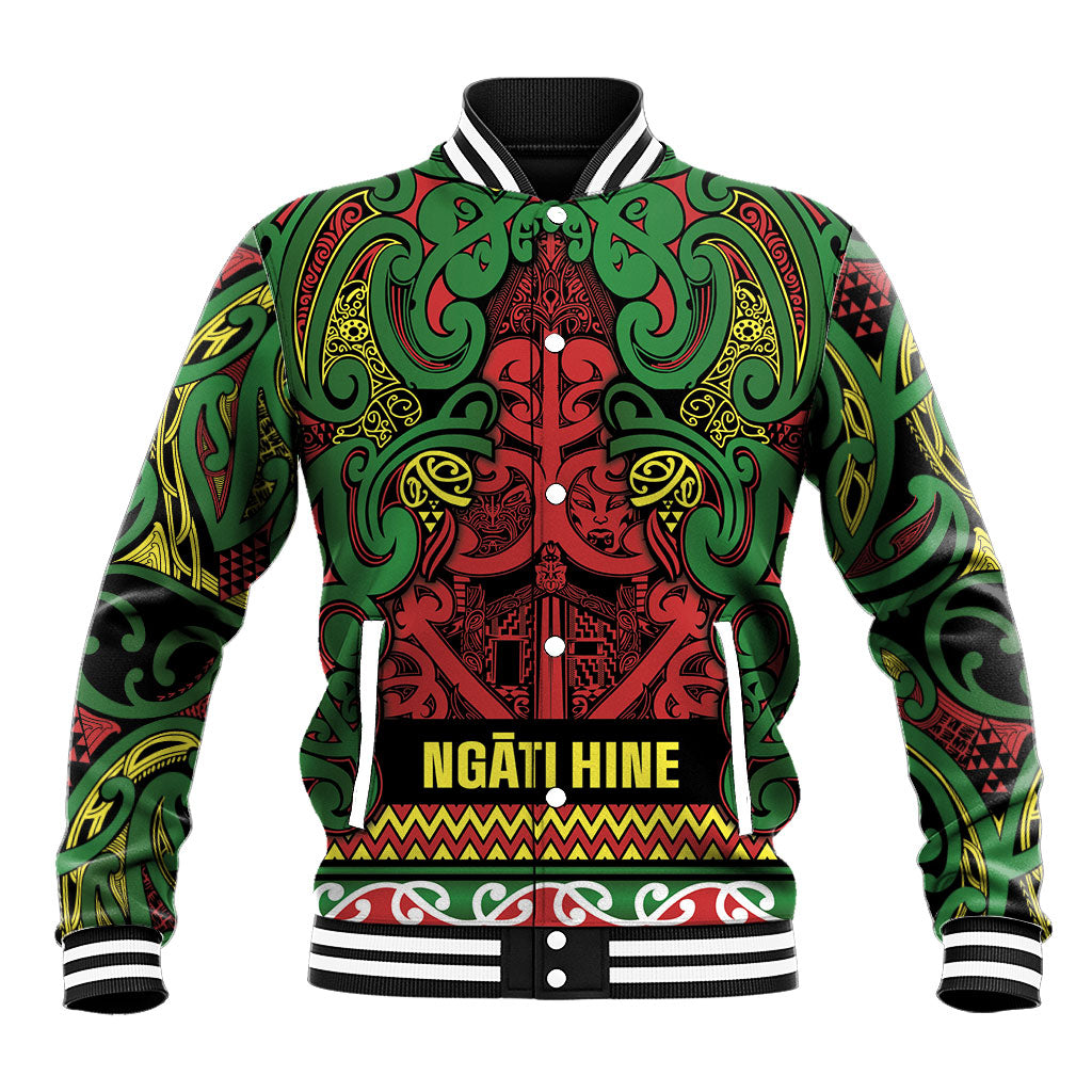 Aotearoa Iwi Ngati Hine Baseball Jacket Maori Wharenui House Tribal Pattern