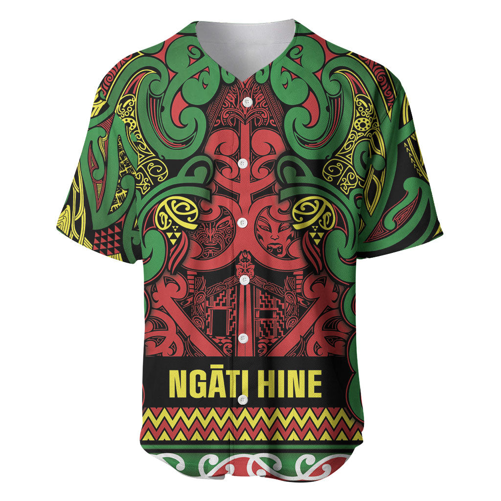 Aotearoa Iwi Ngati Hine Baseball Jersey Maori Wharenui House Tribal Pattern
