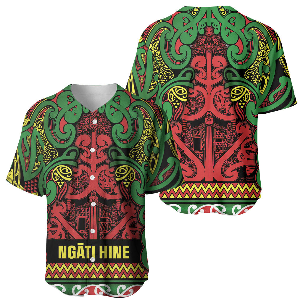 Aotearoa Iwi Ngati Hine Baseball Jersey Maori Wharenui House Tribal Pattern
