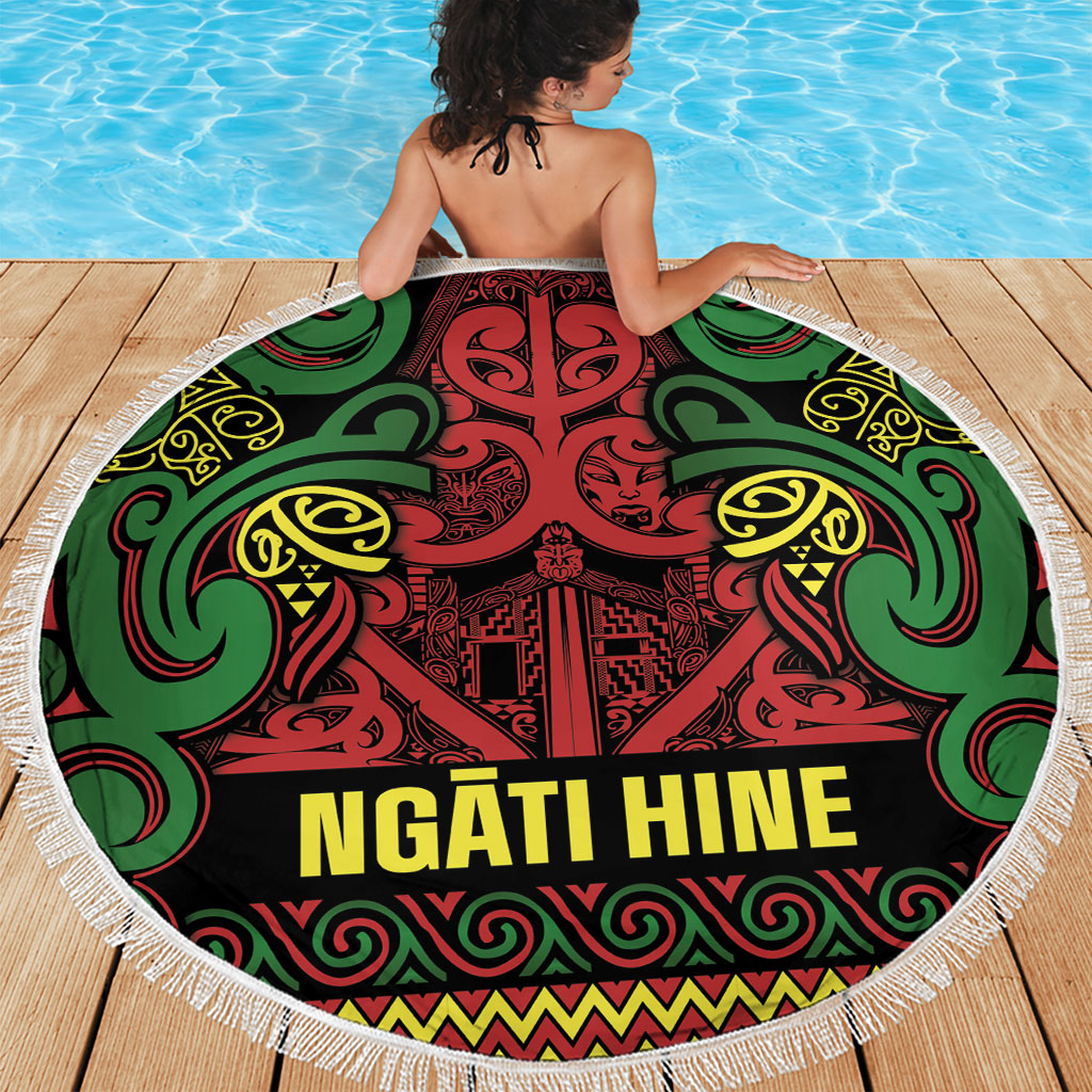 Aotearoa Iwi Ngati Hine Beach Blanket Maori Wharenui House Tribal Pattern