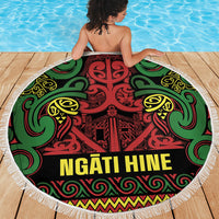 Aotearoa Iwi Ngati Hine Beach Blanket Maori Wharenui House Tribal Pattern