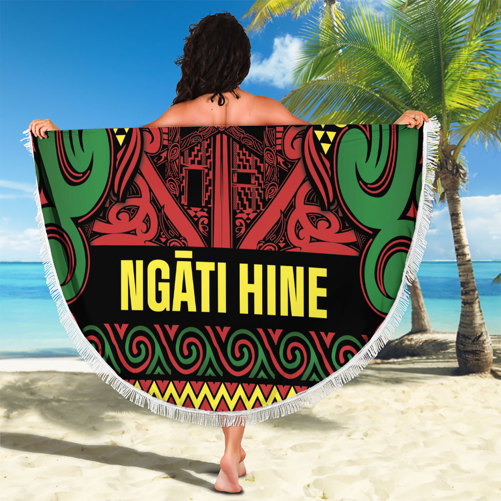 Aotearoa Iwi Ngati Hine Beach Blanket Maori Wharenui House Tribal Pattern
