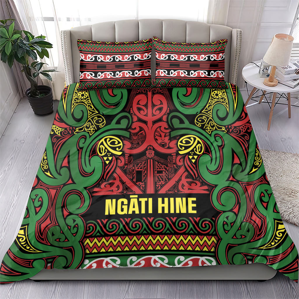 Aotearoa Iwi Ngati Hine Bedding Set Maori Wharenui House Tribal Pattern