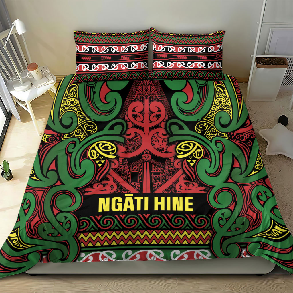 Aotearoa Iwi Ngati Hine Bedding Set Maori Wharenui House Tribal Pattern