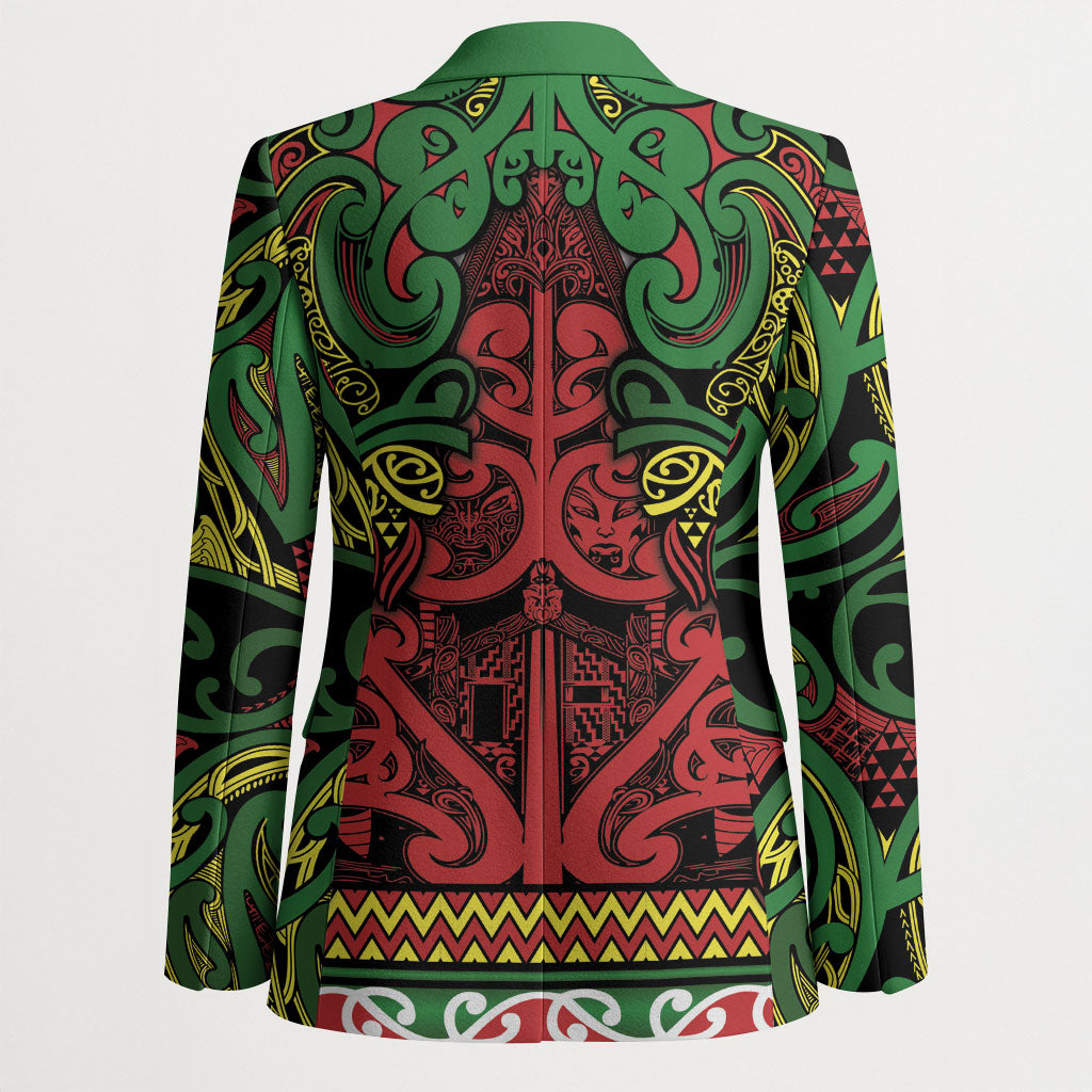 Aotearoa Iwi Ngati Hine Blazer Maori Wharenui House Tribal Pattern