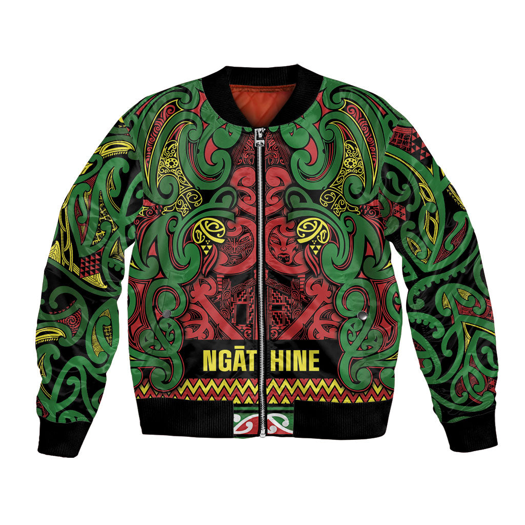 Aotearoa Iwi Ngati Hine Bomber Jacket Maori Wharenui House Tribal Pattern