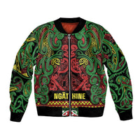 Aotearoa Iwi Ngati Hine Bomber Jacket Maori Wharenui House Tribal Pattern
