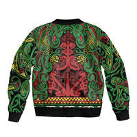 Aotearoa Iwi Ngati Hine Bomber Jacket Maori Wharenui House Tribal Pattern