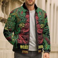Aotearoa Iwi Ngati Hine Bomber Puffer Jacket Maori Wharenui House Tribal Pattern