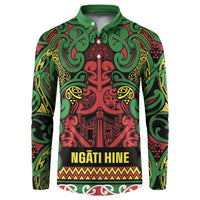 Aotearoa Iwi Ngati Hine Button Sweatshirt Maori Wharenui House Tribal Pattern