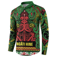Aotearoa Iwi Ngati Hine Button Sweatshirt Maori Wharenui House Tribal Pattern