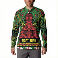 Aotearoa Iwi Ngati Hine Button Sweatshirt Maori Wharenui House Tribal Pattern