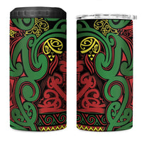 Aotearoa Iwi Ngati Hine 4 in 1 Can Cooler Tumbler Maori Wharenui House Tribal Pattern