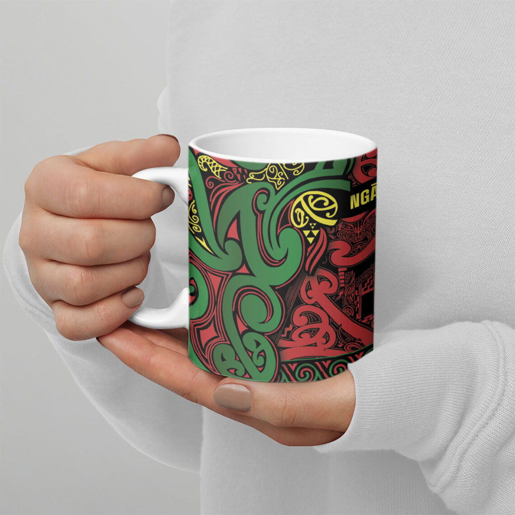 Aotearoa Iwi Ngati Hine Ceramic Mug Maori Wharenui House Tribal Pattern