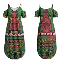 Aotearoa Iwi Ngati Hine Couples Matching Summer Maxi Dress and Hawaiian Shirt Maori Wharenui House Tribal Pattern