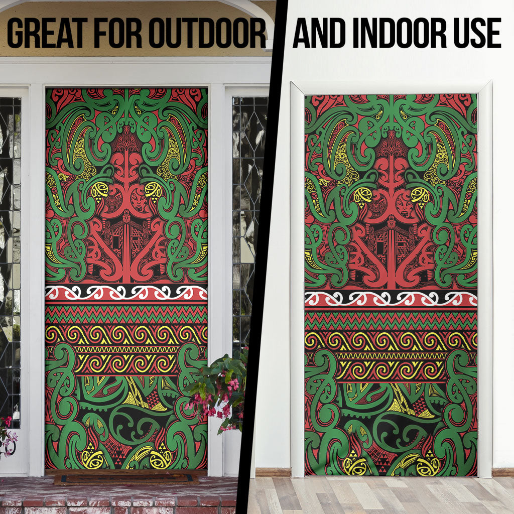 Aotearoa Iwi Ngati Hine Door Cover Maori Wharenui House Tribal Pattern