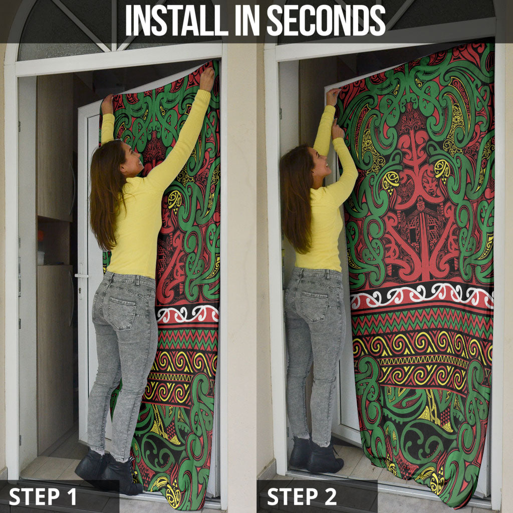 Aotearoa Iwi Ngati Hine Door Cover Maori Wharenui House Tribal Pattern