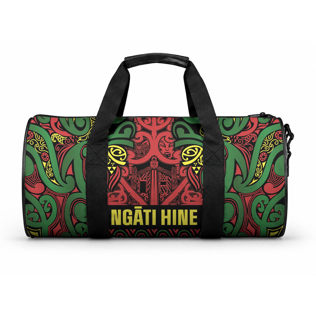 Aotearoa Iwi Ngati Hine Duffle Bag Maori Wharenui House Tribal Pattern