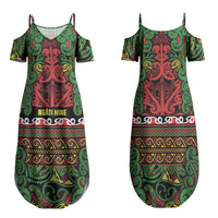 Aotearoa Iwi Ngati Hine Family Matching Summer Maxi Dress and Hawaiian Shirt Maori Wharenui House Tribal Pattern