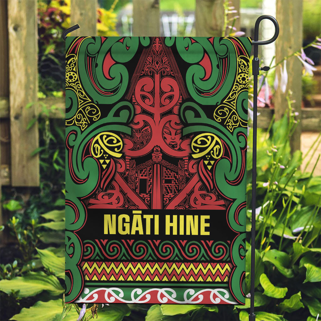 Aotearoa Iwi Ngati Hine Garden Flag Maori Wharenui House Tribal Pattern