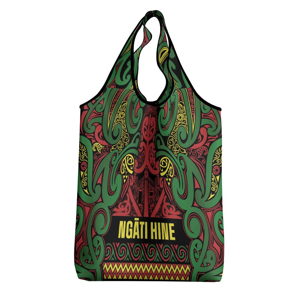 Aotearoa Iwi Ngati Hine Grocery Bag Maori Wharenui House Tribal Pattern