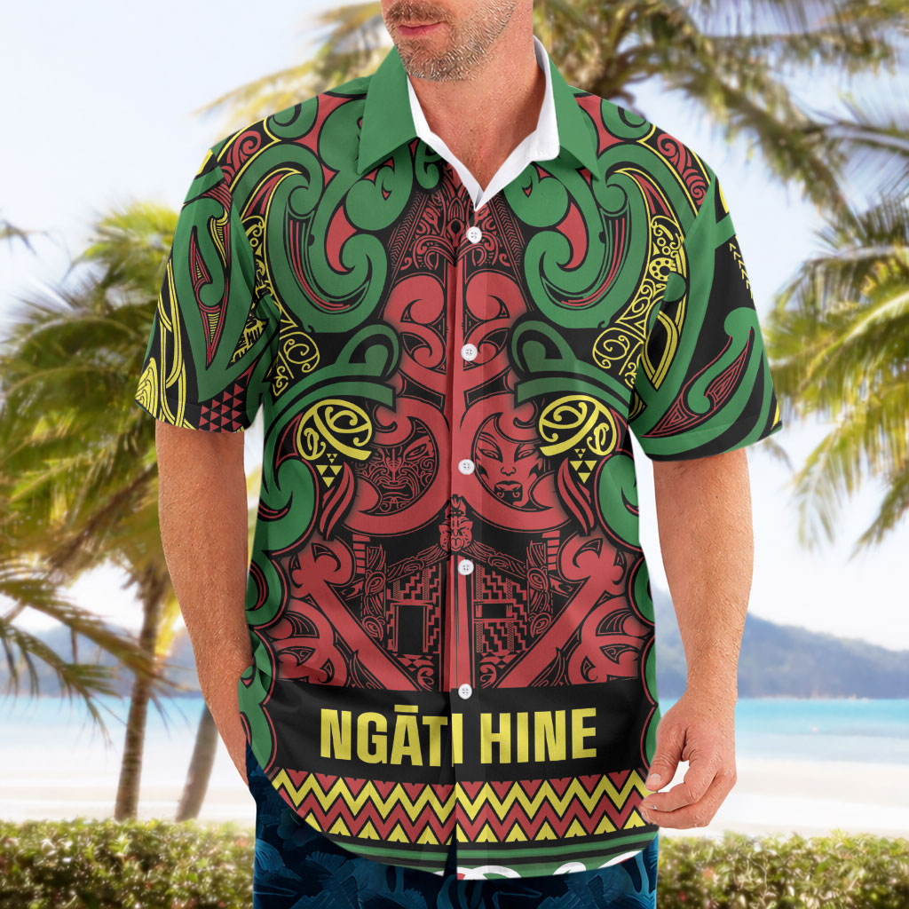 Aotearoa Iwi Ngati Hine Hawaiian Shirt Maori Wharenui House Tribal Pattern
