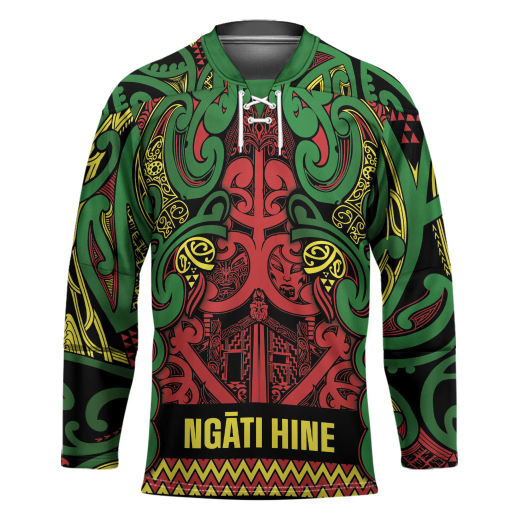 Aotearoa Iwi Ngati Hine Hockey Jersey Maori Wharenui House Tribal Pattern