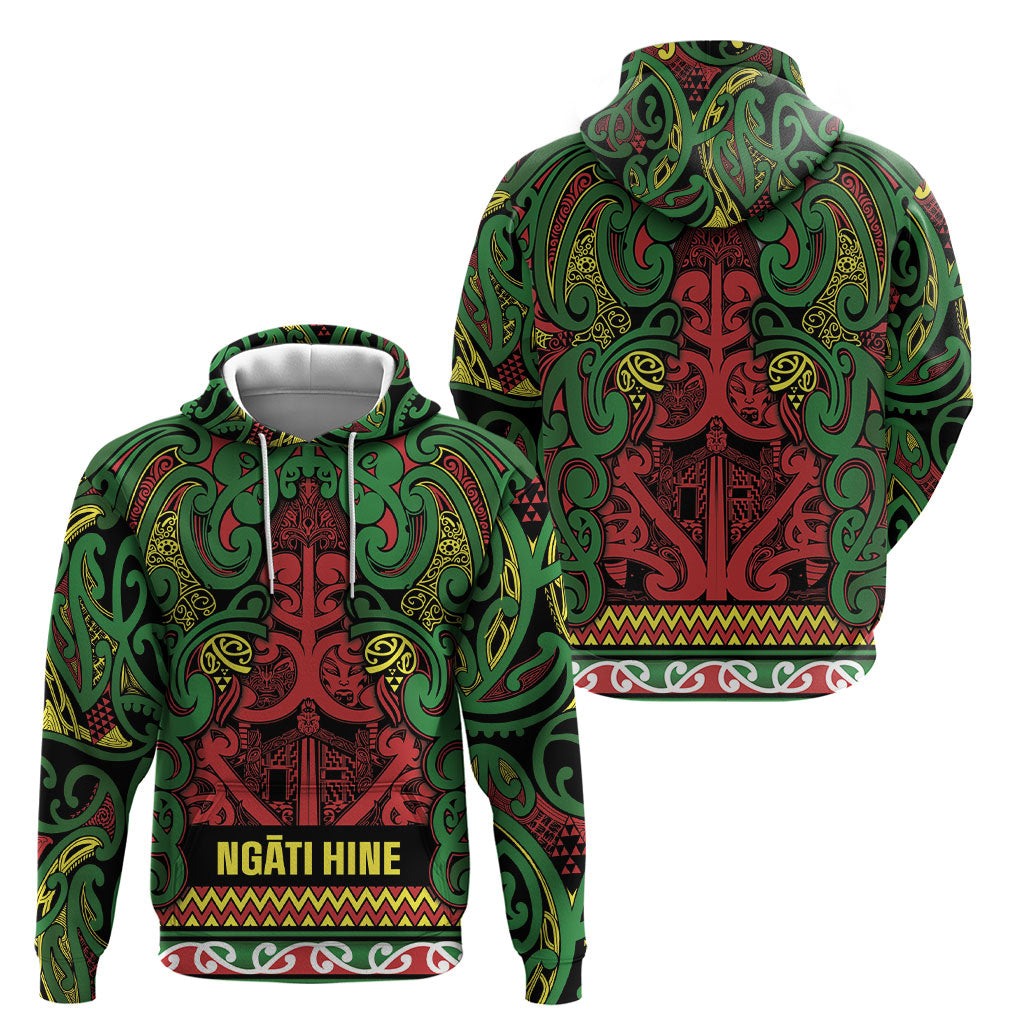 Aotearoa Iwi Ngati Hine Hoodie Maori Wharenui House Tribal Pattern